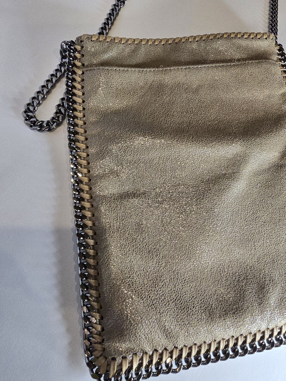 Stella McCartney Taupe Shiny Chain-Trim Crossbody - Picture 9 of 12